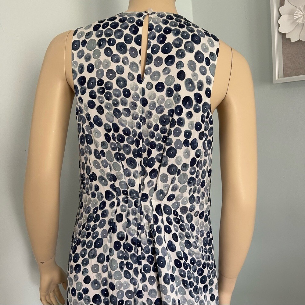 Nordstrom Collection Darlington Silk Blue Geometric Sheath Dress Pockets 4 - Picture 6 of 11
